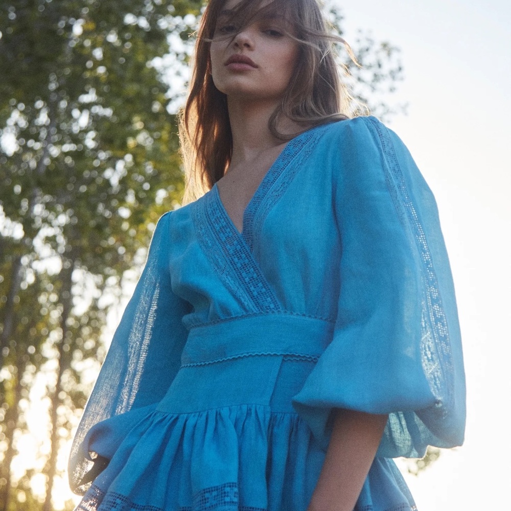 Tuckernuck Maia Bergman Mika Mini Dress in Blue Lagoon XS NWT